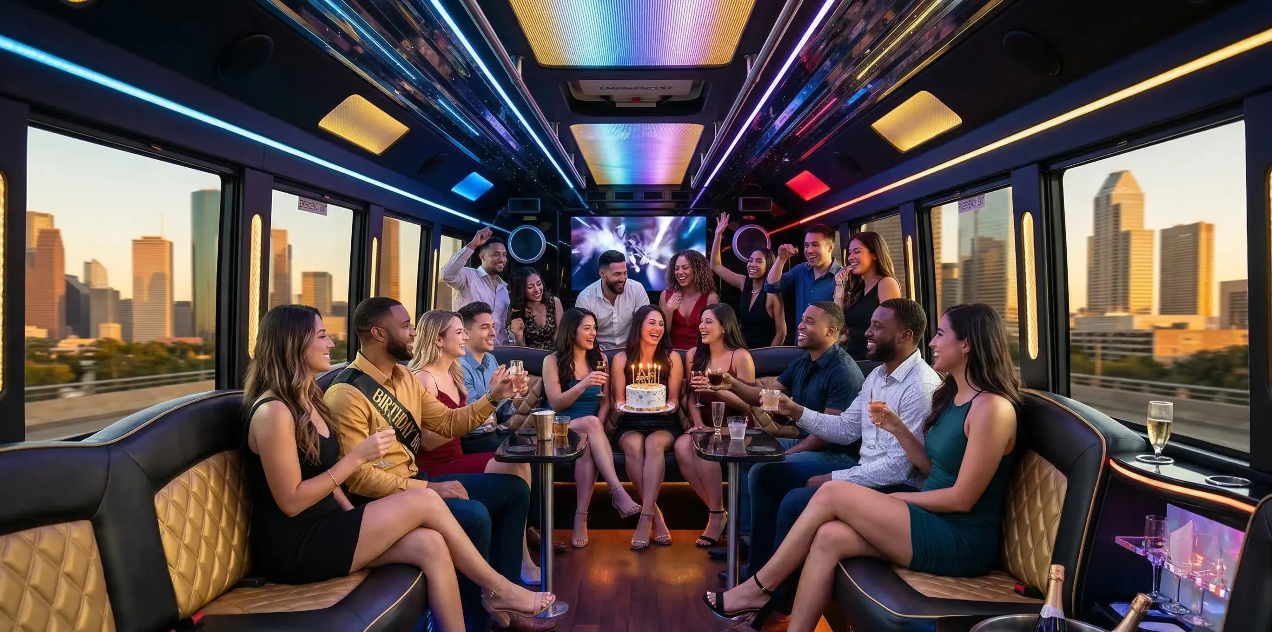party bus Houston birthday celebration group