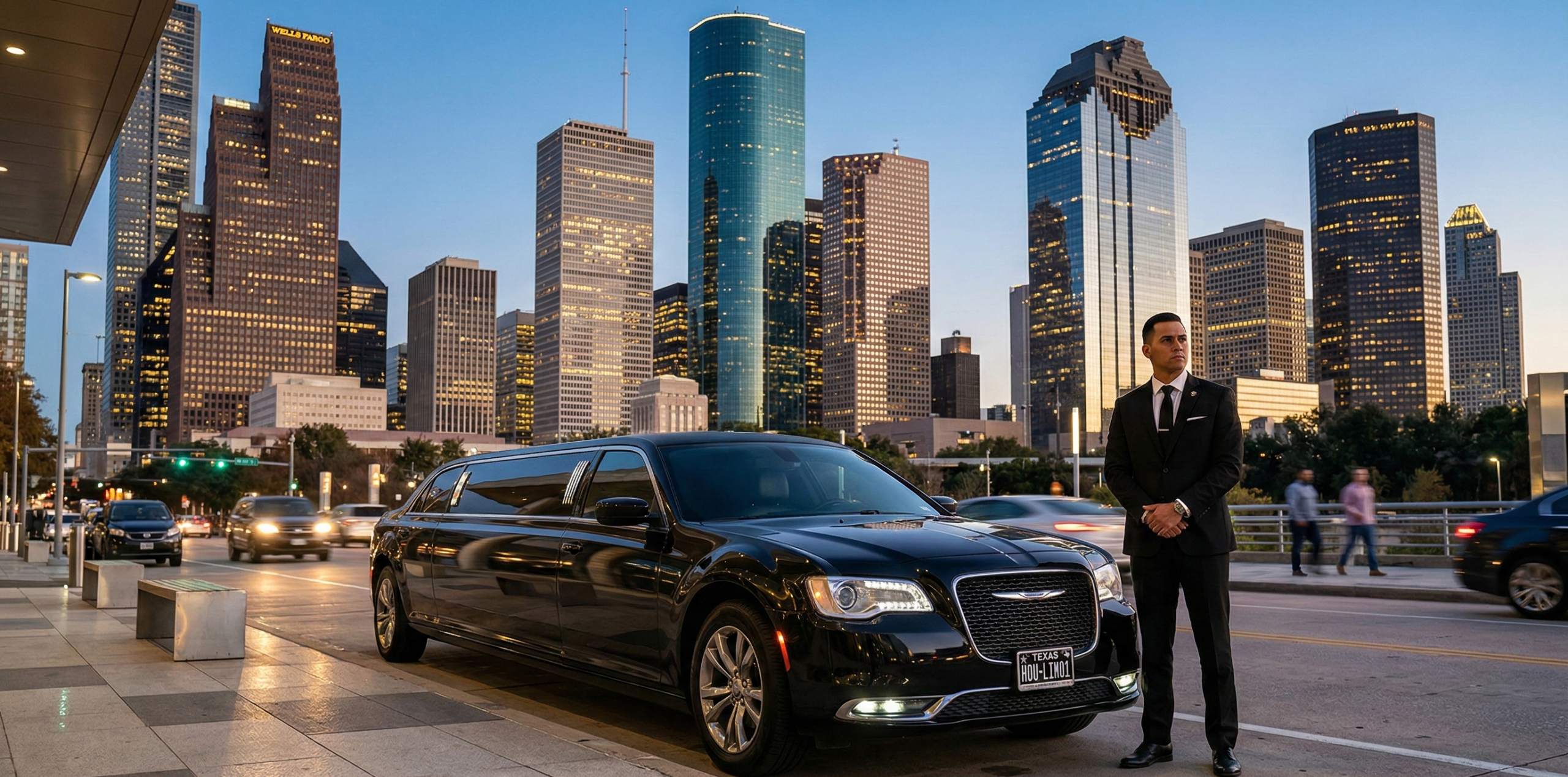 limo transfer service Houston luxury black limousine